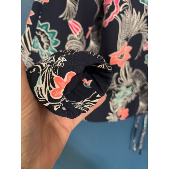 Banana Republic XS Floral Print Fully Lined Zip-Up Bomber Jacket Navy Floral - Picture 9 of 9